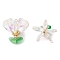 Glass Pendants, Flower Charm, with 304 Stainless Steel Loops & Seed Beads, Faceted, Clear, 24x24x21.5mm, Hole: 3x2mm