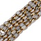Electroplate Glass Beads Strands, Half Golden Plated, Faceted, Oval, Gainsboro, 7x4.5x3.5mm, Hole: 0.8mm, about 48~50pcs/strand, 12.59~13.38 inch(32~34cm)