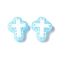 Baking Paint Glass Enamel Beads, Hand Drawn Beads, Cross, Sky Blue, 14.5x11.5x4mm, Hole: 1mm