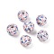 Independence Day Theme Wood European Beads, Printed Large Hole Beads, Round, White, 15.5~6mm, Hole: 4mm