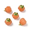 Glass Charms, Pumpkin, with Golden Alloy Enamel Findings, Sandy Brown, 14.5x13mm, Hole: 1.5mm