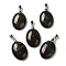 Natural Dragon Blood Pendants, Oval Charms with Rack Plating Platinum Plated Brass Snap on Bails, 30x21.5~22x6~6.5mm, Hole: 6x4mm