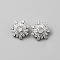 1-Hole Brass Shank Buttons, with Cubic Zirconia, Snowflake, Platinum, Clear, 15.5x16x7mm, Hole: 1.4mm