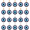 NBEADS 20 Pcs Blue Evil Eye Pendants, Handmade Evil Eye Beads Half Round Lampwork Beads with 304 Stainless Steel Serrated Edge Bezel Cups for Jewelry Accessories Home Craft Decoration