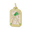 Alloy Enamel Pendants, Rectangle, Tarot Pattern Charm, Golden, Old Lace & Green, Octopus Pattern, 26x14x2mm, Hole: 2x3mm