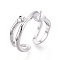 Brass Cuff Ring Settings, for Half Drilled Beads, Real Platinum Plated, Pin: 0.8mm, 9~10mm, Inner Diameter: Adjustable