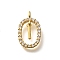 Brass Micro Pave Cubic Zirconia Pendants, Real 18K Gold Plated, Oval with Letter Charms, Letter I, 18.5x11x3.5mm, Hole: 2x1.5mm