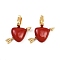 Brass Fold Over Clasps, with Enamel, Heart, Real 18K Gold Plated, 23x22x8mm, Hole: 5.5x5mm