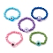 Handmade Evil Eye Lampwork Beads and Baking Paint Glass Stretch Finger Rings, Mixed Color, US Size 12 3/4(22mm)
