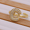 Brass Micro Pave Clear Cubic Zirconia Initial Cuff Rings, Golden, Letter C, Inner Diameter: Adjustable