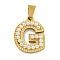 Ion Plating(IP) 304 Stainless Steel Pendants, with ABS Imitation Pearl, Letter G, 17x13.5x3.5mm, Hole: 6x3mm