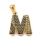 Golden 304 Stainless Steel Pendants, Bark Pattern, Letter M, 17.5x17x2.5mm, Hole: 5.5x3mm