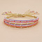 Bohemian Cylinder Glass Seed Beaded Multi-strand Braided Bead Bracelets, Adjustable Fibre Cord Braided Bracelets for Women, Lilac, 7.87 inch(20cm)