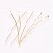 304 Stainless Steel Ball Head Pins, Real 18K Gold Plated, 50x0.5mm