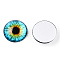 Glass Cabochons, Half Round with Eye, Cyan, 20x6.5mm