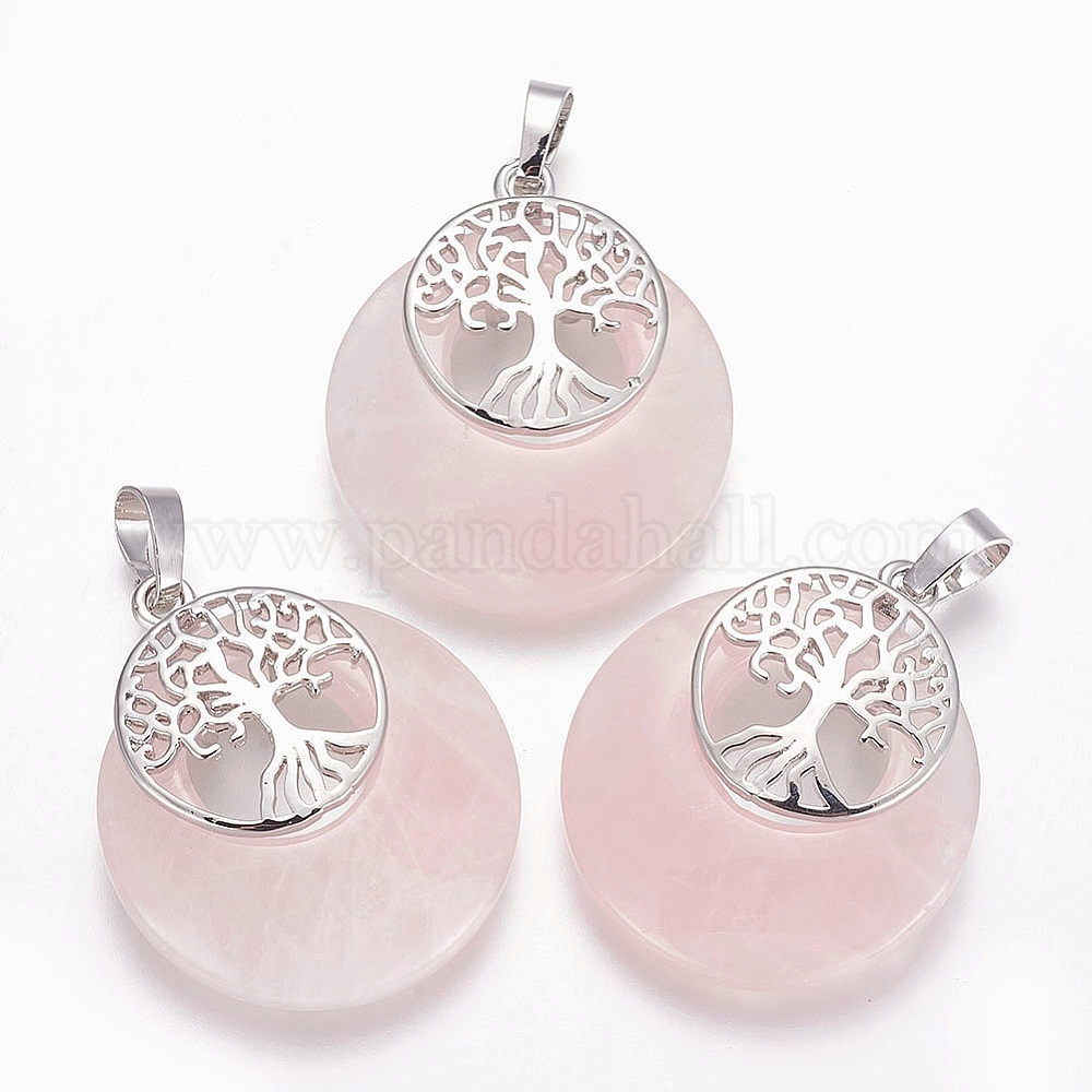 collier pour femme en argent | fleur en quartz rose naturel