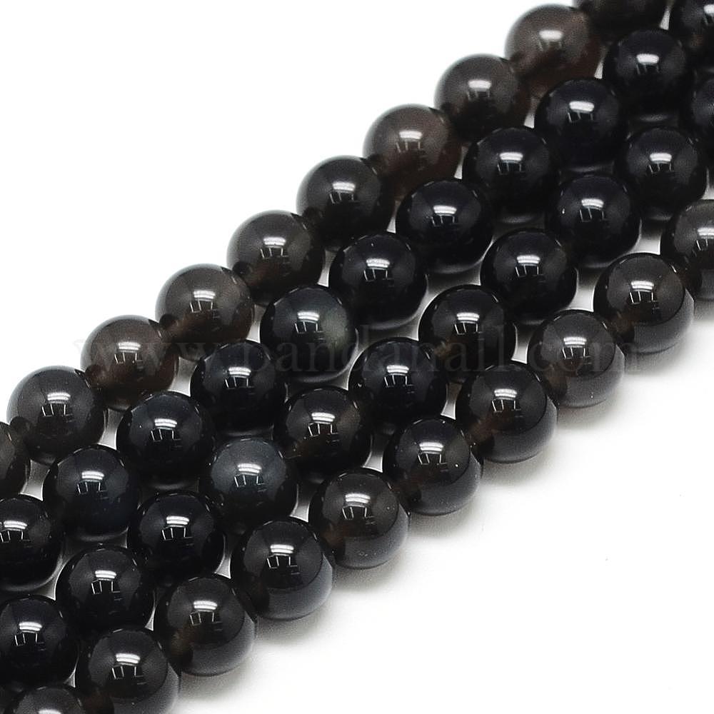 Lot De 30 Perles En Obsidienne Naturelle - 6 Mm, Neuf, Origine Chine