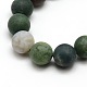 Frosted Natural Indian Agate Round Bead Strands G-M063-12mm-01-2