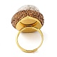 Natural Quartz Crystal Oval Adjustable Ring with Rhinestone RJEW-E052-01G-3