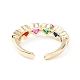 Colorful Cubic Zirconia Heart Cuff Ring KK-D067-30G-RS-4