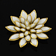 Acrylic Flower Cabochons with Rhinestone and Golden Tone Brass Bottom FIND-R027-14-1
