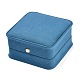 イミテーションレザーブレスレットボックス  ギフト用の箱  アクリルパール付き  結婚式のための  ジュエリー収納ケース  正方形  コーンフラワーブルー  3-3/4x3-3/4x2インチ（9.6x9.6x5.2cm） LBOX-A002-04A-2