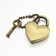 Heart Lock & Key Zinc Alloy Key Clasps X-KEYC-O009-14-2