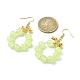 Boucles d'oreilles pendantes avec anneau en perles de verre imitation jade EJEW-JE05567-04-2
