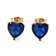6 Pair 2 Color Heart Cubic Zirconia Stud Earrings EJEW-A024-15B-3