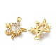 Brass Pave Clear Cubic Zirconia Connector Charms KK-H460-19G-2