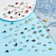 Hobbiesay 200 pz pietre naturali miste chrams 8-10mm agata pietre di cristallo ciondoli con toni dorati anelli in ottone chip pietre semipreziose ciondolo per collana di creazione di gioielli FIND-HY0001-43-4