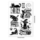 Globleland 猫と魔法の本の背景クリアスタンプ猫装飾クリアスタンプカード作成やフォトアルバムの装飾用シリコンスタンプカード作成スクラップブッキング DIY-WH0448-0107-6