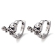 316 Stainless Steel Skull with Rose Hoop Earrings for Men Women EJEW-C045-01-1