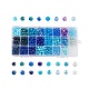 パンダホールエリート 24色イミテーションパール&パチパチ&透明&不透明ガラスビーズ  ラウンド  グラデーションカラー  ブルー  8~8.5mm  穴：1.3~1.6mm  約30PCS /カラー  720個/箱 GLAA-PH0002-89B-1