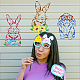 FINGERINSPIRE 4PCS Rabbit Painting Stencils 11.7x8.3 inch Happy Easter Decoration Plastic Long-Eared Rabbit Stencil Sunflower Leaves Glasses Easter Egg Art Craft Stencil for Wall Tiles Home Decor DIY-WH0383-0043-5