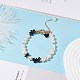 Natural Obsidian & Pearl Beaded Bracelet with Alloy Enamel Heart Charms BJEW-JB08039-06-2