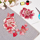 Nbeads 2Pcs 2 Style Peony Polyester Embroidery Sew on Clothing Patches PATC-NB0001-11D-4