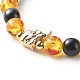 Imitazione ambra e imitazione braccialetti elasticizzati con perline rotonde in resina occhio di gatto BJEW-JB06632-02-4