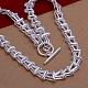 Popular Silver Plated Brass Trapezoid Link Chain Necklaces NJEW-BB12869-3