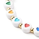 Bracciale elasticizzato con perline acriliche a cuore opaco per ragazze adolescenti BJEW-JB06860-5