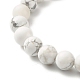 Bracelet extensible de puissance d'énergie de perles rondes d'howlite naturelle et de pierre de lave pour hommes femmes BJEW-JB07037-02-5