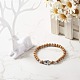 Bracelets extensibles en perles de bois naturel BJEW-JB06629-2