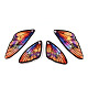透明樹脂ウィングペンダントセット  金箔  蝶の羽のチャーム  シエナ  29.5~39.5x14.5x2.5mm  穴：0.8mm  2のペア/セット RESI-TAC0021-01D-2