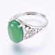 Adjustable Oval Natural Agate Finger Rings RJEW-P059-C01-1