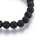 Braccialetti elasticizzati con perle di roccia lavica naturale BJEW-JB03969-M-5