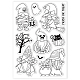 GLOBLELAND Halloween Gnome Witch Clear Stamps Pumpkin Ghost Cat Silicone Clear Stamp Seals for Cards Making DIY Scrapbooking Photo Journal Album Decoration DIY-WH0167-56-920-8