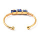 Bracelet manchette ouvert perlé triple colonne lapis lazuli naturel BJEW-E377-01G-05-3