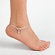 Tibetan Style Heart Charm Anklets AJEW-AN00082-4