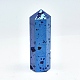 電気メッキ天然ドルジージオードクォーツホームディスプレイ装飾  六角  ブルーメッキ  62~71x23~24mm G-P382-E03-2