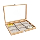 Boîtes de présentation de bijoux en bois rectangle avec 9 compartiments PW-WG90817-09-1
